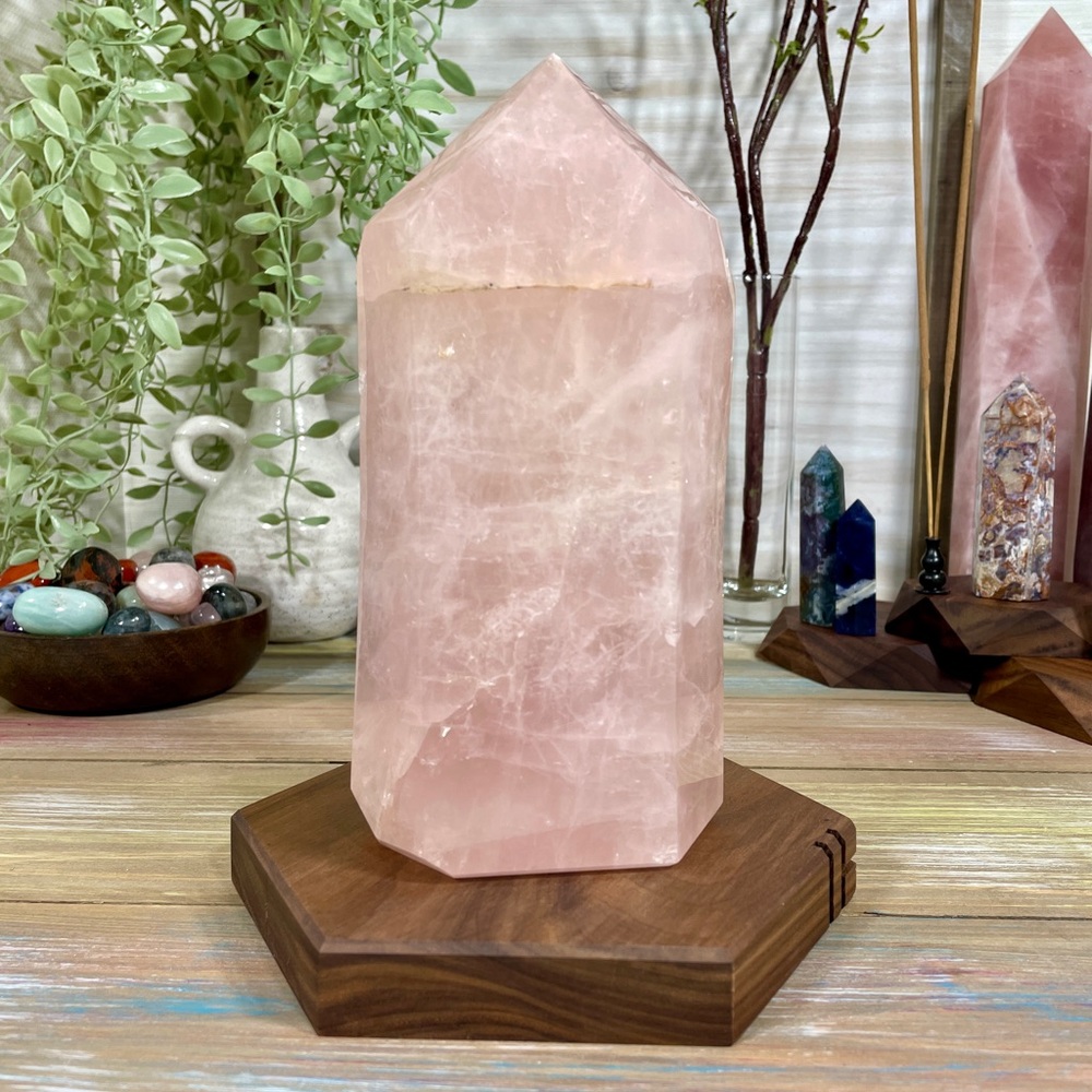 0011 Rose Quart Crystal Tower - Extra Large 7-1/2 Inches 4+ Pounds - Picture 4 of 5